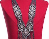 Traditional Ukrainian Folk Handmade Glass Beads NECKLACE Long Gerdan: Gray Metallic /White /Black /Silver