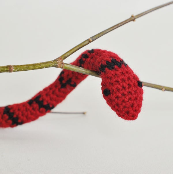 Eco Kids Toy Crochet Snake - Crochet Toy Made With Natural Fibers - 100 Percent Wool Toy Snake