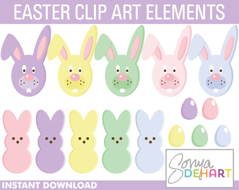 50% Off SALE Easter Clip Art Easter Bunny Clipart Easter EggsVector EPS Instant Download Il_170x135