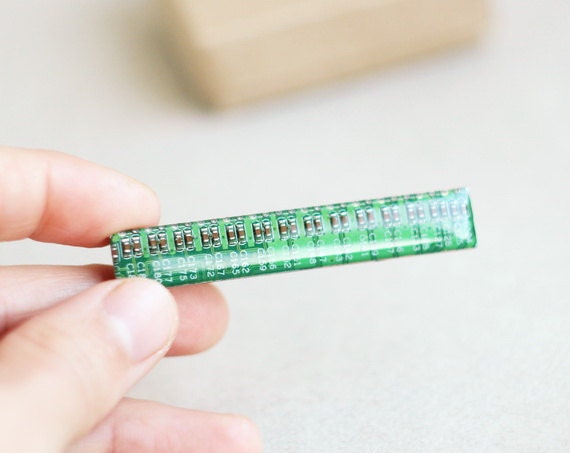 Computer Tie clip - Green circuit board - Geeky tie clip