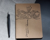 moleskine journal. botanical original hand stamped stargazer lily. kraft paper. travel notebook
