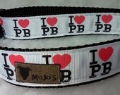 I Love Peanut Butter Inspired Dog Collar, I Heart PB Dog collar 1" Adjustable Collar