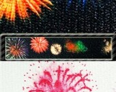 July 4th dog collar, Fireworks Dog Collar, Night time fireworks on black Dog Collar, Fireworks on White 1" Adjustable