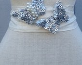 Bridal, Wedding. Off white Handmade Sash With Two Butterflies
