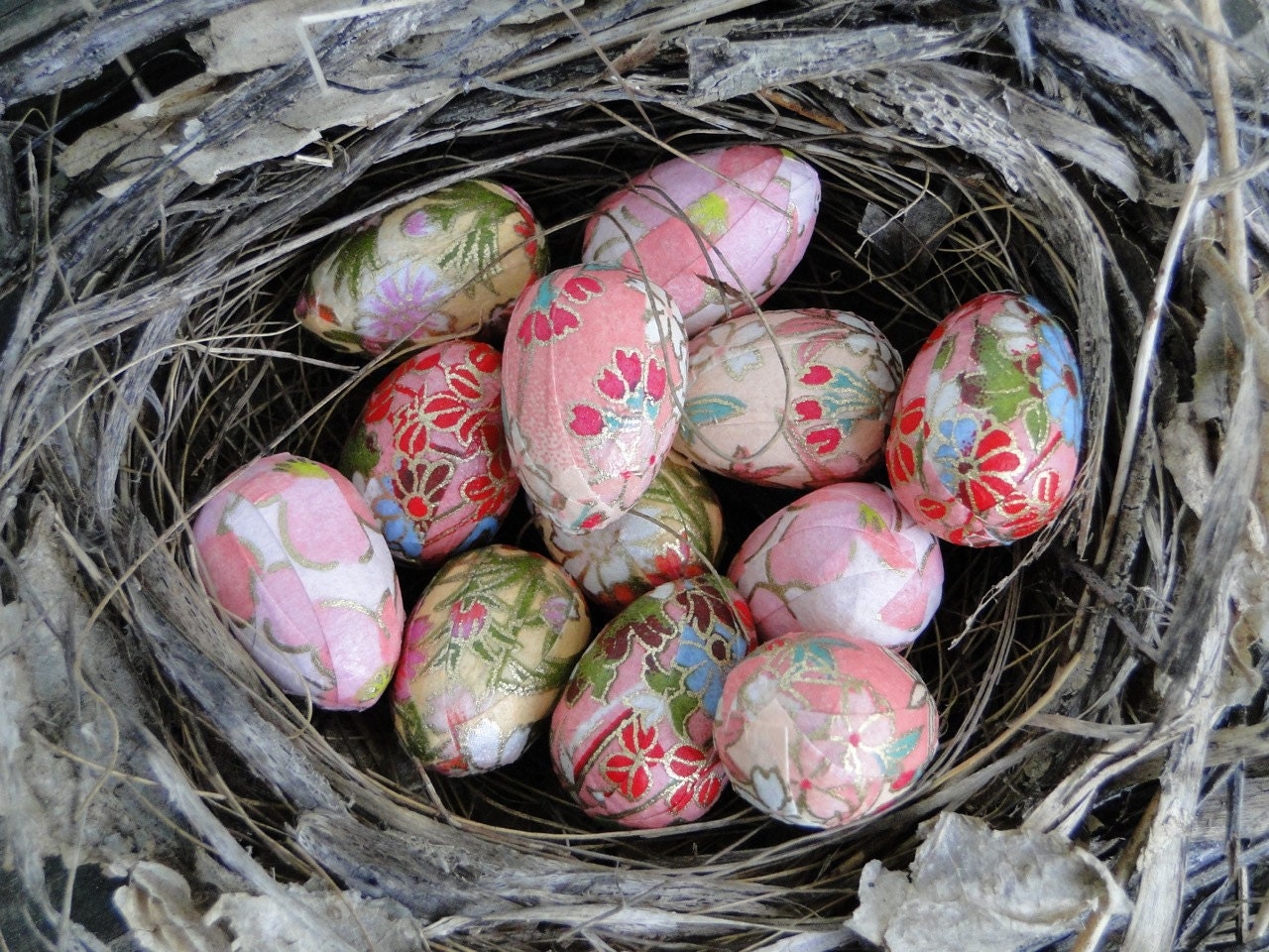 Pastel Pink Easter Eggs Tiny Wren Eggs Decoupage by PrettyKiku