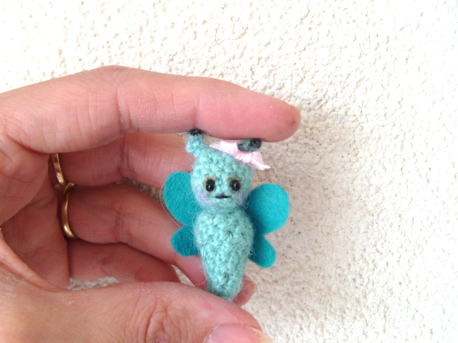 Miniature amigurumi, collectible toy, doll house, micro bear, insect
