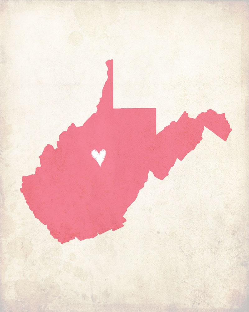 West Virginia Love State Customizable Art Print
