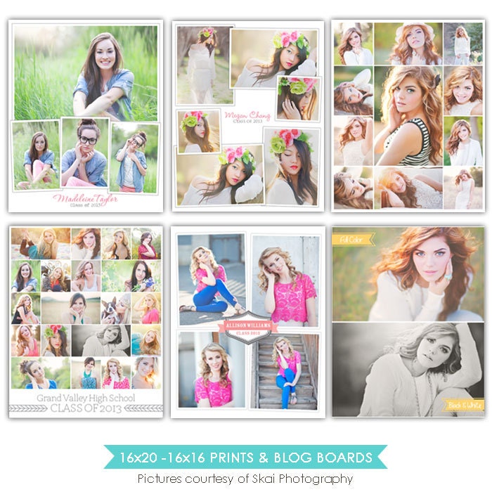 INSTANT DOWNLOAD - 12 Collage Layouts - 16x20 and 16x16 Print & Blog boards - E814