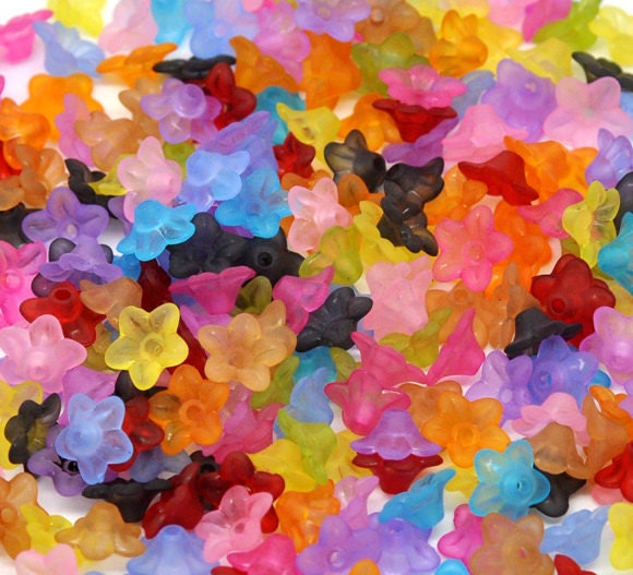 30 - 10 x 4 mm Frosted Acrylic / Plastic Flower bead caps pa082