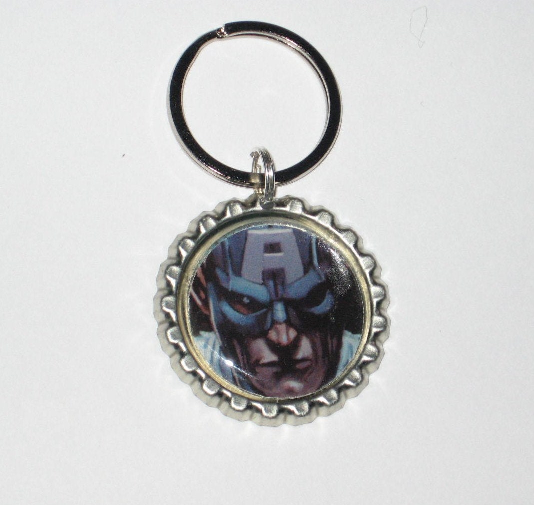 Captain America Bottlecap Keychain