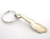 Keychain- Silver plated spoon handle key chain. French country look, shabby chic repurposed keychain. Unique bridesmaid gift.