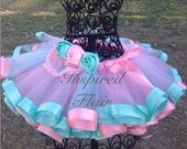 Custom Light Pink and Aqua Tutu - Ribbon Edged Tutu- Birthday Party- Photo Prop