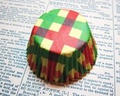 Plaid red yellow green  cupcake liners