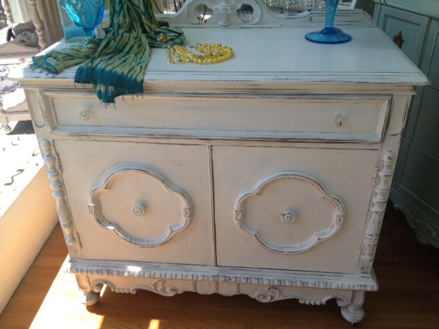 Shabby Chic Cottage Painted Ornate Server