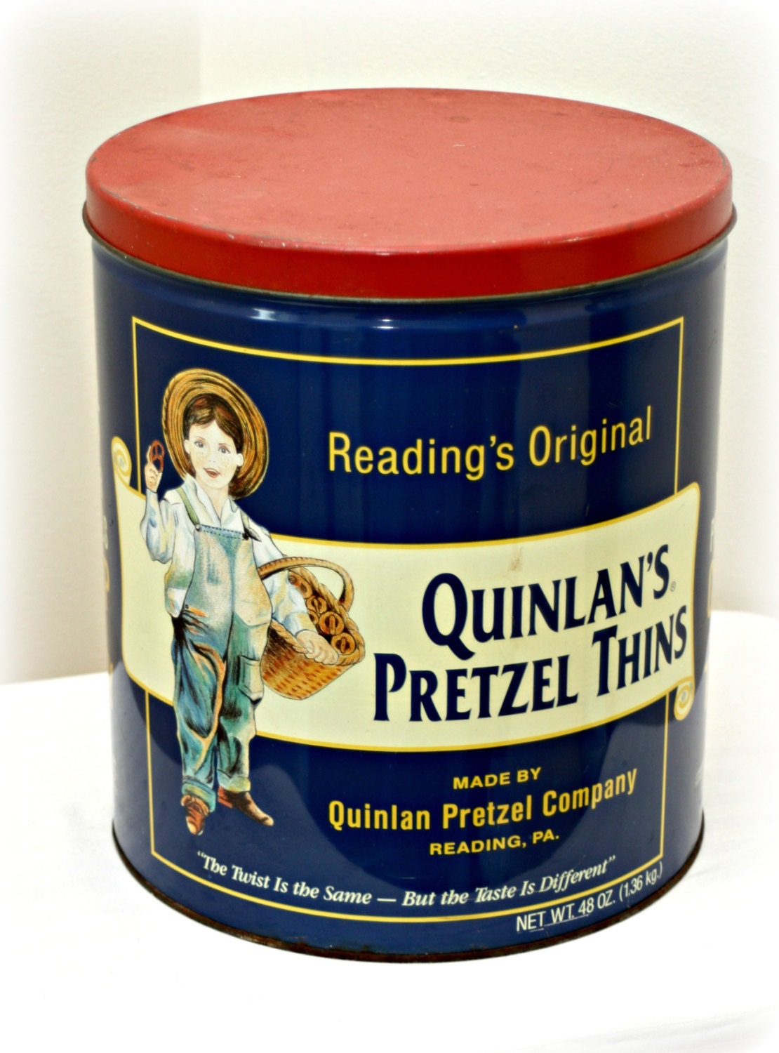 Large Vintage Metal Pretzel Tin