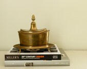 Vintage Brass Decor Covered Dish Box Three Piece Container Rustic Decor