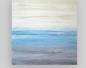 Large Acrylic Abstract Painting Titled: Quiet Mornings 36x36x1.5" by Ora Birenbaum