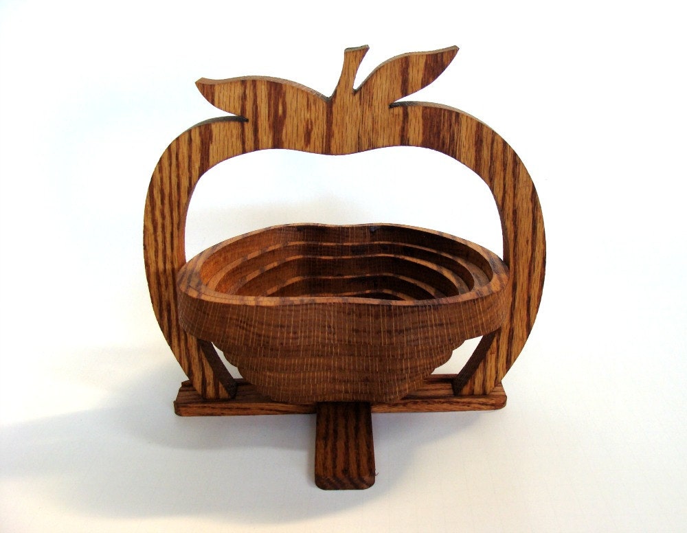 Collapsible Wooden Apple Basket, Wood Apple Bowl, Fruit Bowl, Decorative Basket, Home Decor