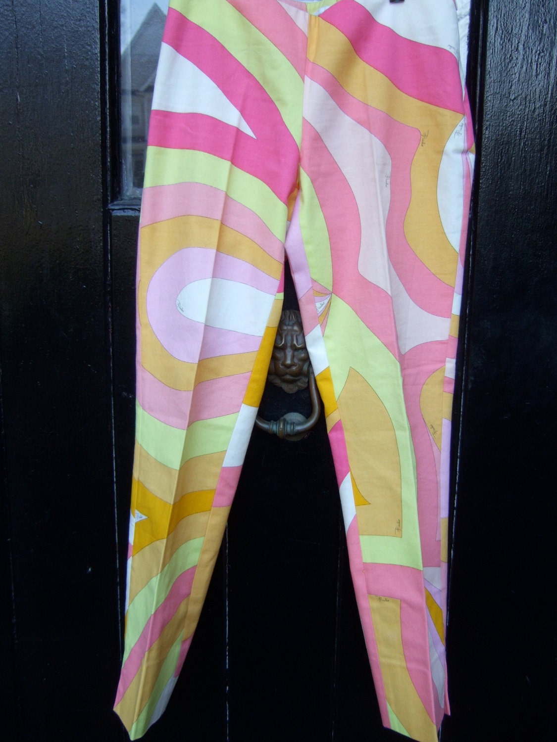 EMILIO PUCCI Vibrant Psychedelic Cotton Print Vintage Slacks US Size 4