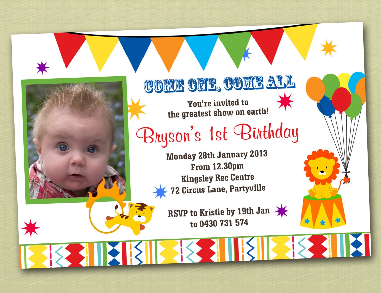 Circus Carnival Birthday Invitations - You Print Il_570xn