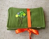 Green Jewelry Wallet with Button Tree