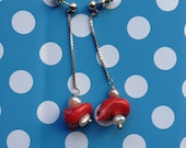 Vintage Silver Coral And Pearl Drop Earrings