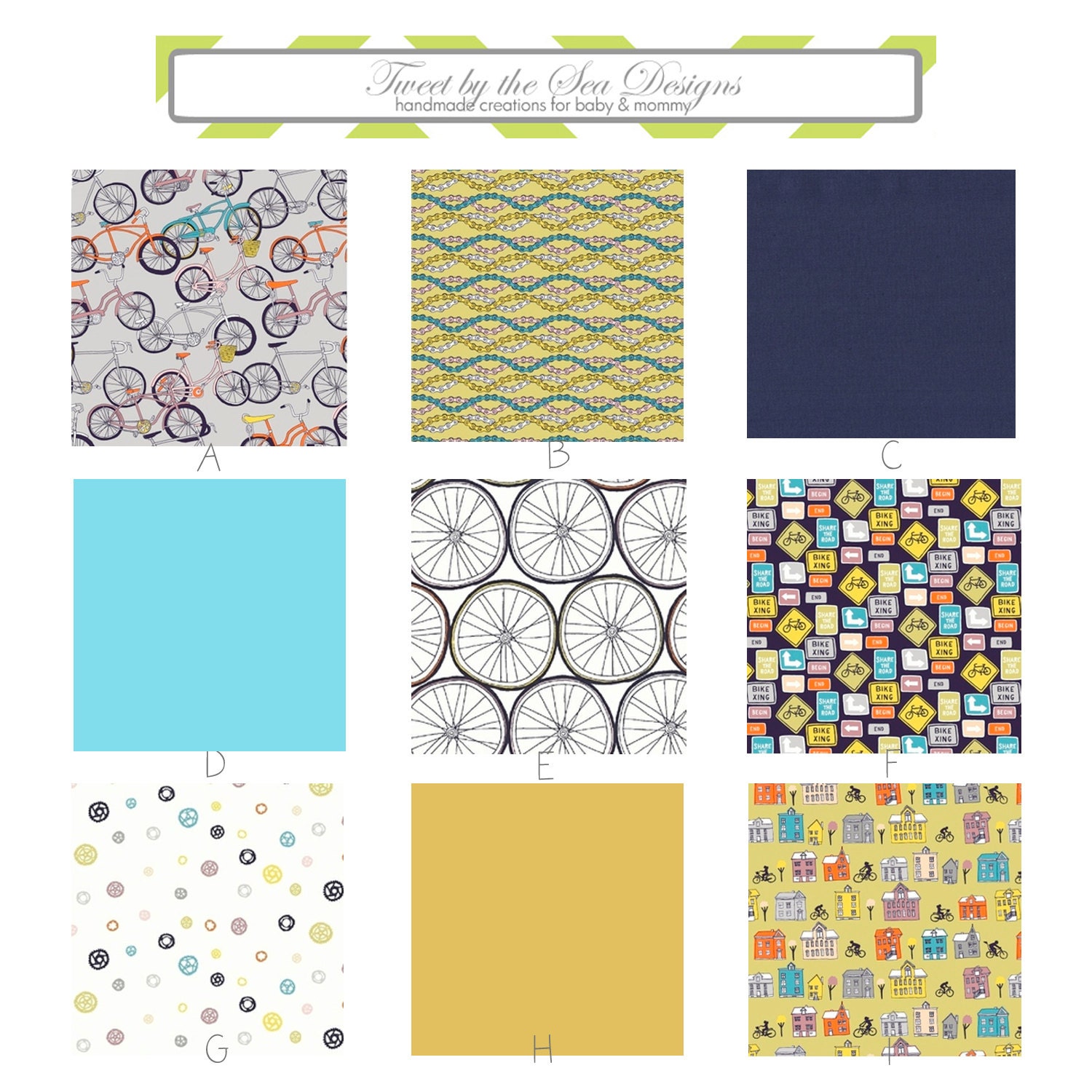 Custom 4 piece Nursery Set (Bumper Pads, Crib Sheet, Crib Skirt, & Changing Pad Cover in RIDE)