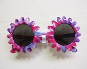 CHOOSE FROM 4 COLOURS - 80s Novelty Flower Vintage Round Circle Sunglasses