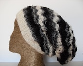 Dread Hat - Dreadlock Tam - Wool Winter Wear - White Black Grey Tie Dye - Hair Accessory - Knit Slouchy Hat - Lopi