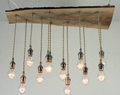 Salvaged Live Edge Wood Chandelier with Victorian Edison bulbs