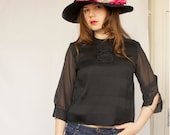Vintage 1960's black chiffon blouse