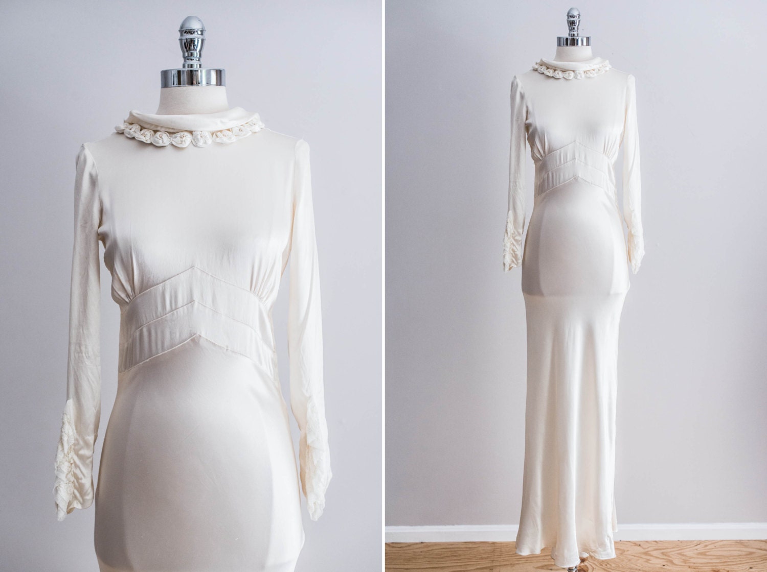 NEW LISTING Vintage 1930s Ivory Silk Satin Bias Cut Wedding Gown