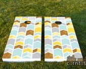 Wedding Cornhole Set  w/ Bags  - Gold Sparkle & Chevron