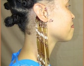 Golden Lotus Earcuffs Pair with Ankh charms