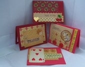 Set of four red and yellow birthday and thank you cards