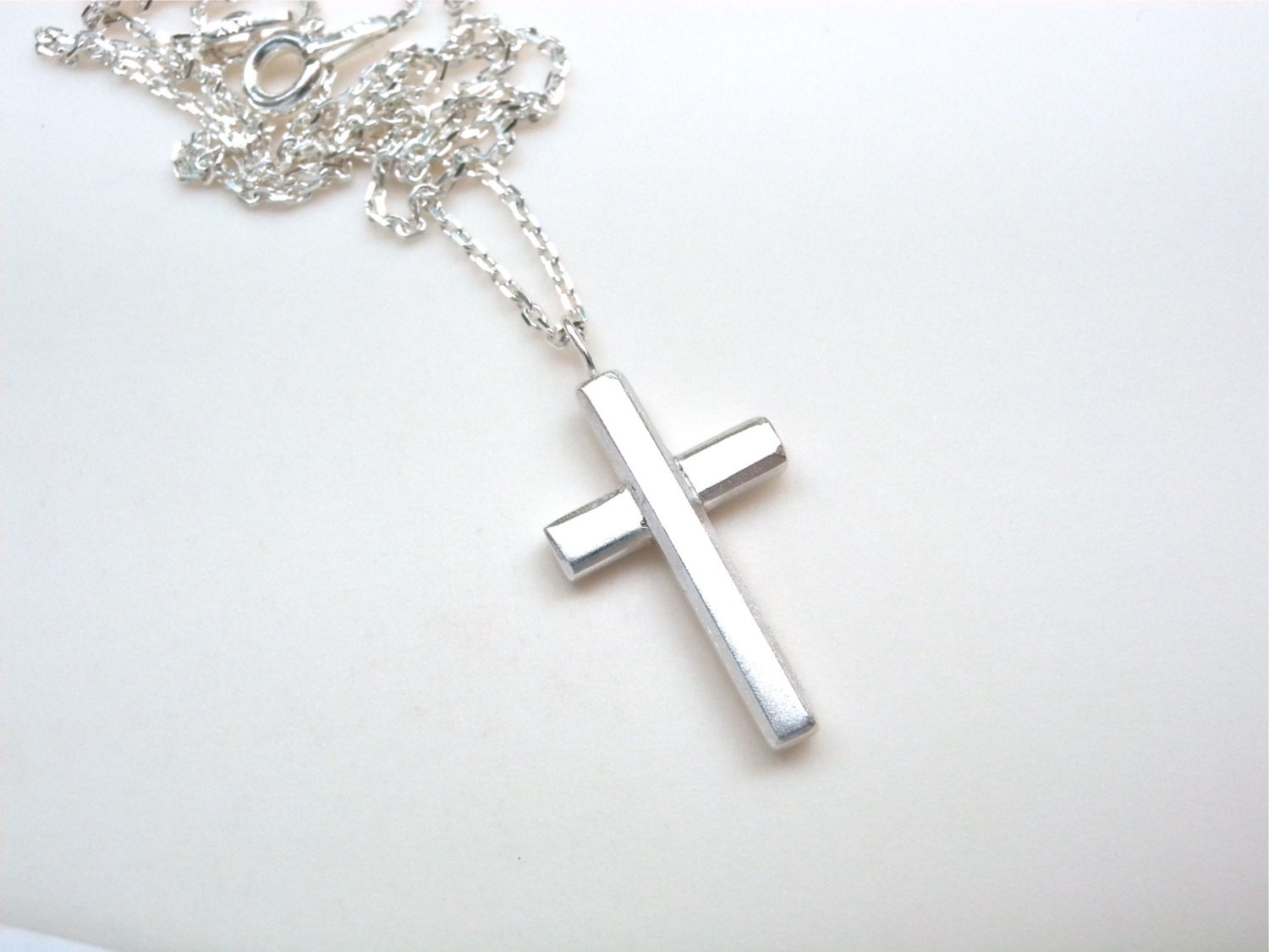 Large Cross Silver Necklace Unique handmade by simplycross
