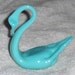 Vtg Teal Blue Milk Glass Swan Figurine Long Neck Aqua Green Bird Paperweight Possibly Fenton