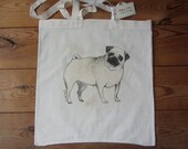 Inquisitive Pug illustrated tote bag