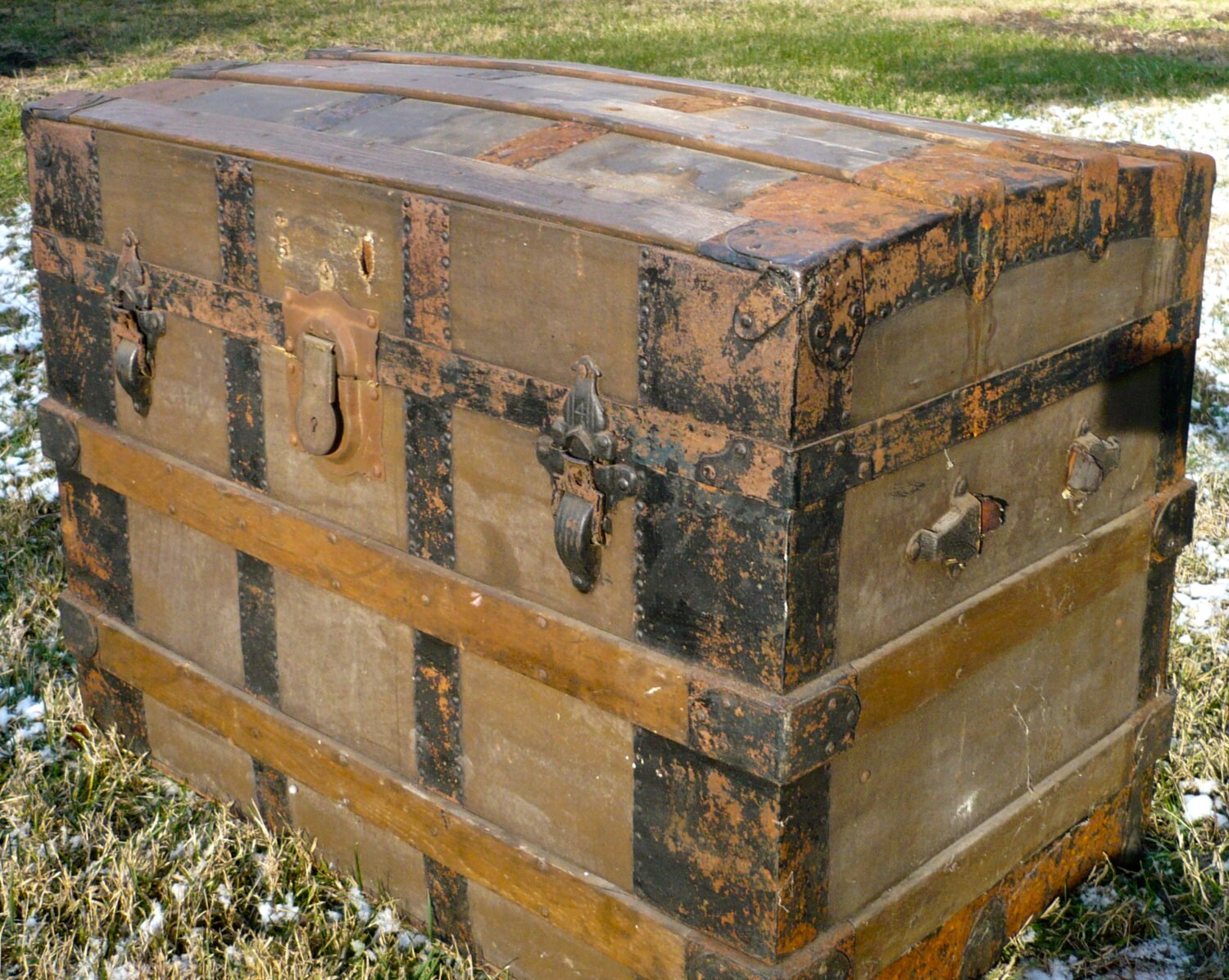 Steamer Trunk Dome Humpback TopTrunk Antique By CasaKarmaDecor