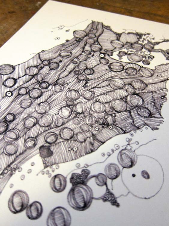 Eyeball River Abstract Line Drawing Print