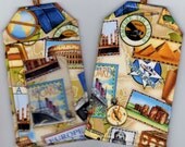 Custom Fabric Vintage Travel Poster Luggage Tag Khaki Background Cruise Accessory Wedding Favor Gift Limited Edition