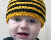 Baby Beanie, Baby Boy Hat, Baby Hat, Bumble Bee Striped
