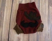 Mr. Mustache Wool Diaper Cover, shorties
