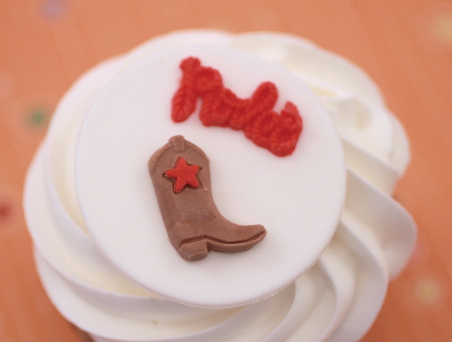 Cowboy Boot Rodeo Theme Fondant Cupcake Toppers