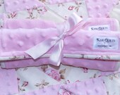 Baby Girl Burp Cloth Set of 2 in Pink Minky and Pink Terry Cloth