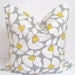 Flower Pillow.Gray Yellow.16x16 inch Decorator Pillow Cover.Printed Fabric Front and Back.Cushion Cover.Nursery Pillow