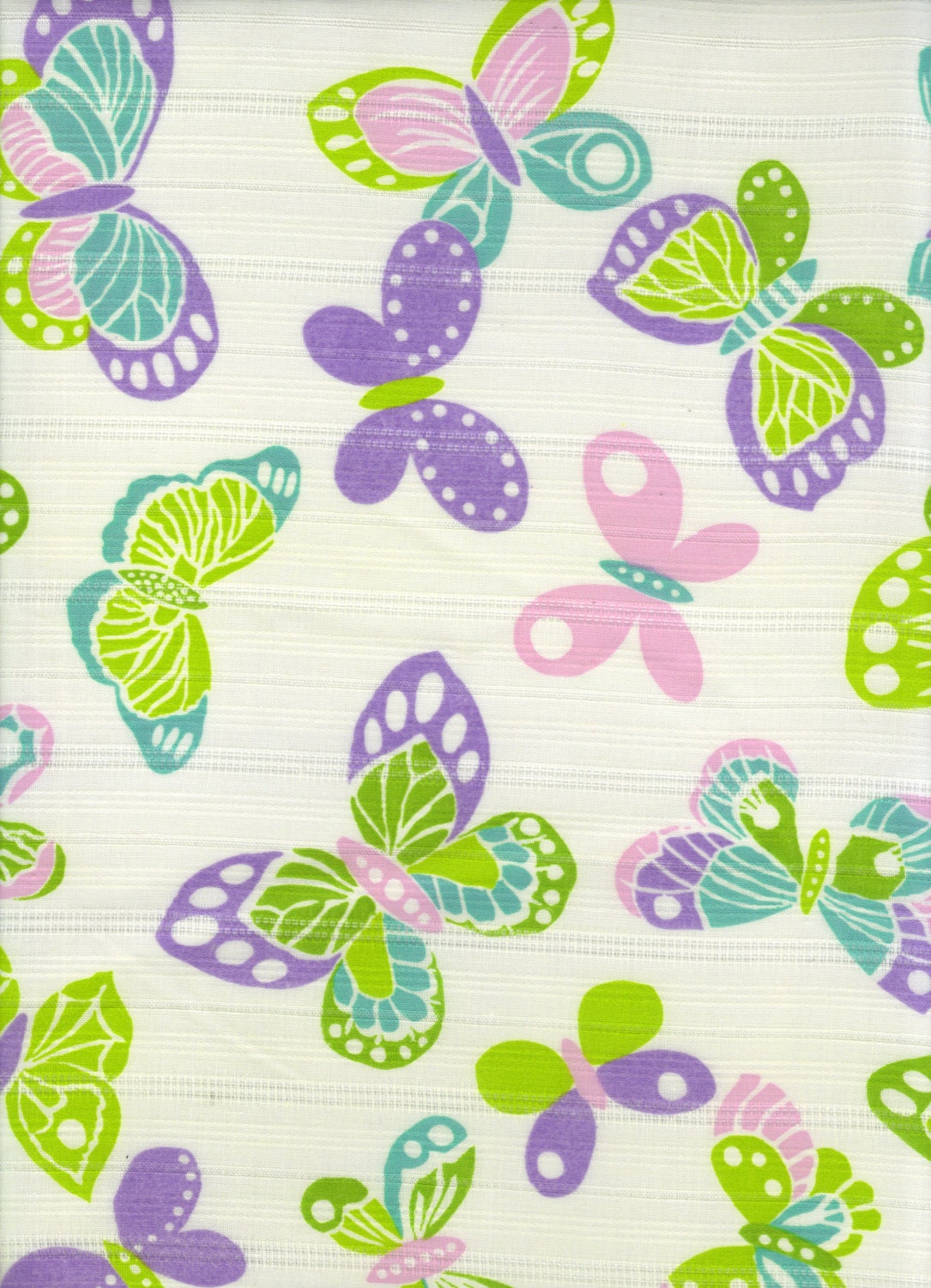 Retro 70s Sewing Fabric Pastel Pink Blue Green Purple Butterflies Butterfly Textured Cotton Yardage 2 Plus Yards