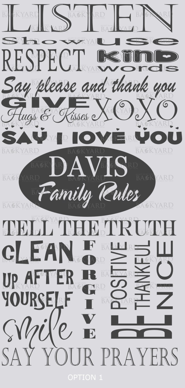 Family Rules Subway Art