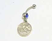 Virgo, Zodiac, Sign, Charm, Sapphire, Blue, Double, Gem, Belly, Button, Piercing