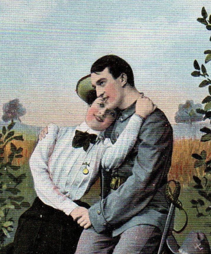 Antique Romantic Couple Tinted Real Photo Postcard Early 1900s